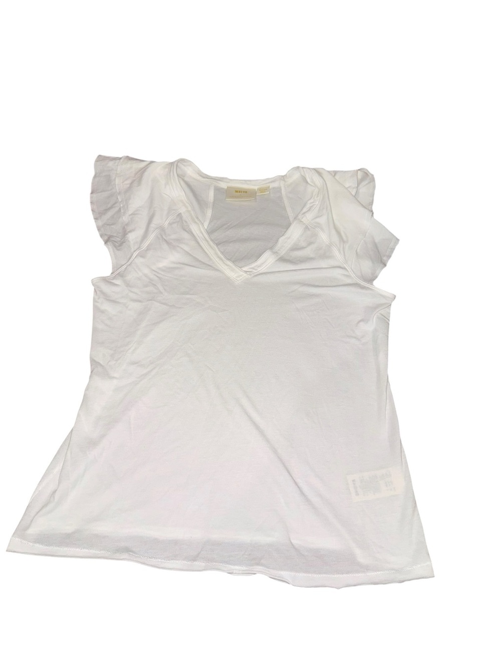 Anthropologie Maeve White Flutter Sleeve V-Neck Top Medium Soft Cotton Modal - Picture 6 of 11